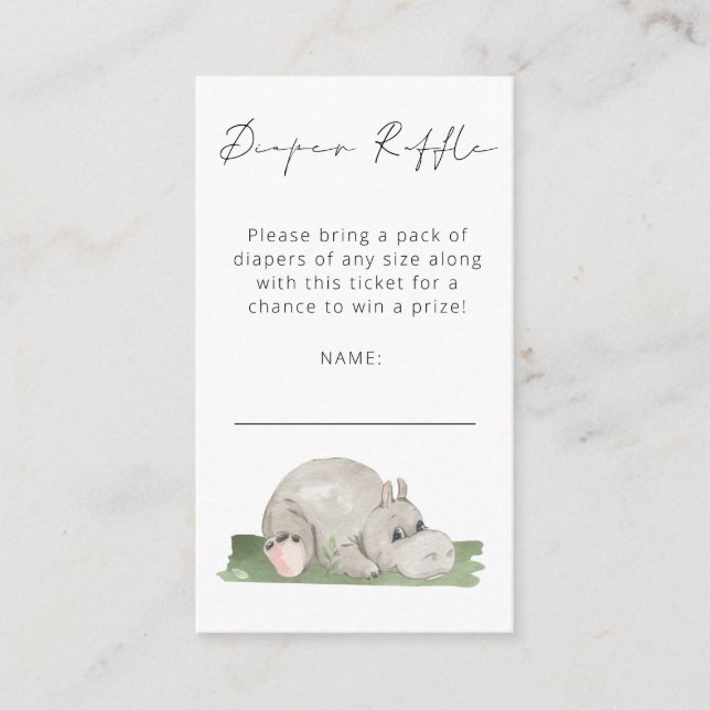Carte D'accompagnement Baby shower de jauge de couches Hippo mignonne (Devant)