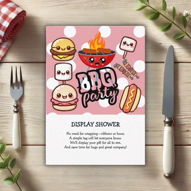 Carte D'accompagnement Baby shower de la fête du barbecue Cute Kawaii (Créateur téléchargé)