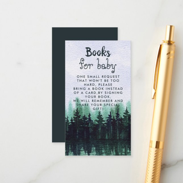 Carte D'accompagnement Baby shower de la forêt de pins vertes Demande de  (Devant/Arrière en situation)