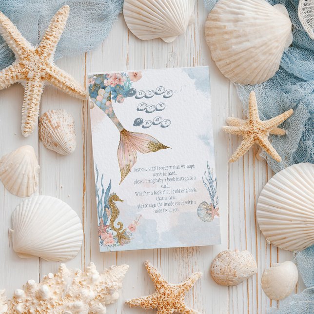 Carte D'accompagnement Baby shower de la queue de sirène rose pâle pour b (Créateur téléchargé)