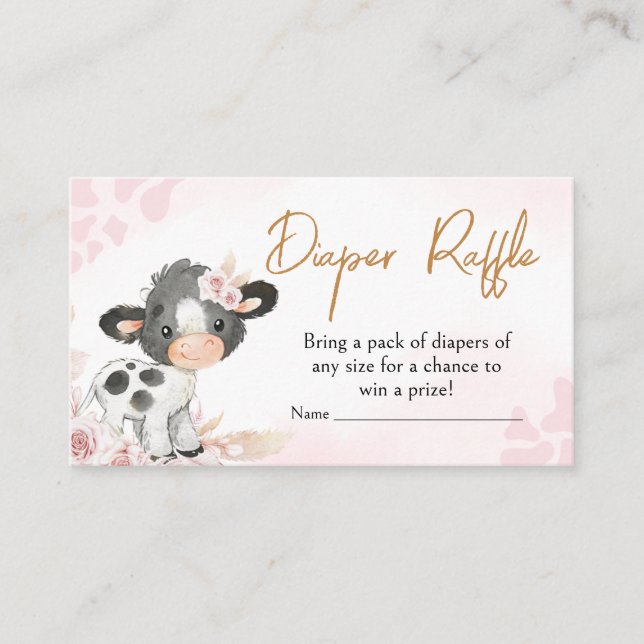 Carte D'accompagnement Baby shower de la vache rose Saint Raffin (Devant)