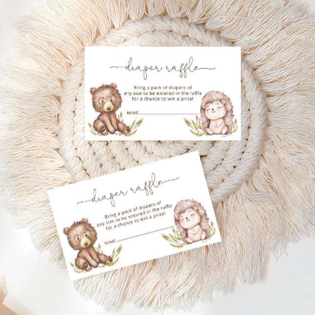 Carte D'accompagnement Baby shower de lanières Raffle mignon  d'animaux e (Créateur téléchargé)