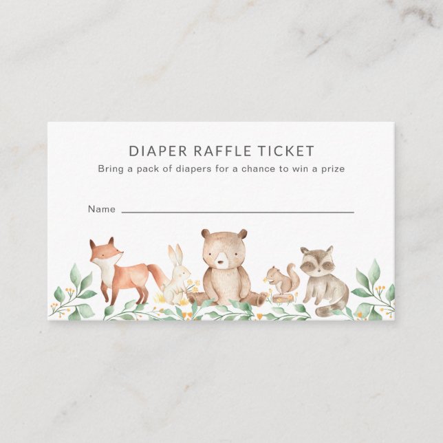 Carte D'accompagnement Baby shower de lanières Raffle mignon  d'animaux e (Devant)