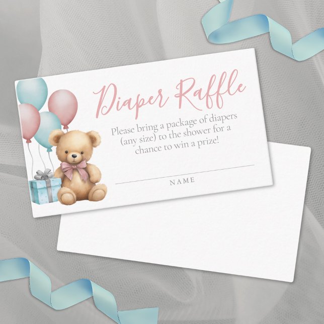 Carte D'accompagnement Baby shower de l'ours Déchets (Bear Baby Shower Diaper Raffle Enclosure Card)