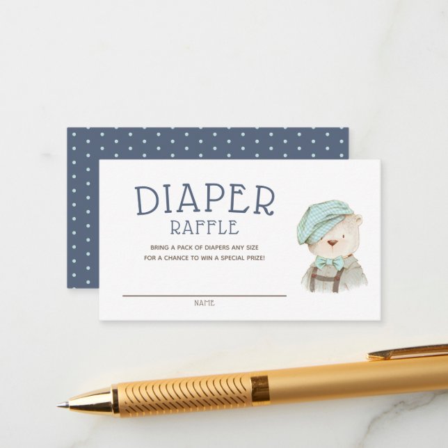 Carte D'accompagnement Baby shower de l'ours en peluche de feuillage (Devant/Arrière en situation)