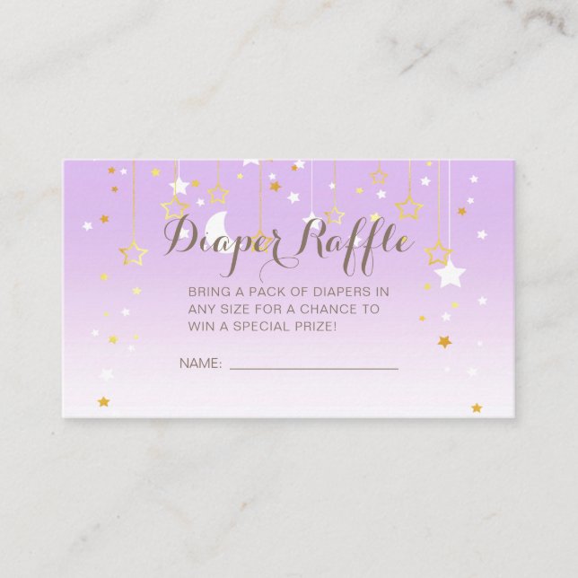 Carte D'accompagnement Baby shower de lune aux étoiles violettes (Devant)