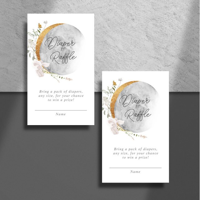 Carte D'accompagnement Baby shower de lune fleurie de tombola de couche (Créateur téléchargé)