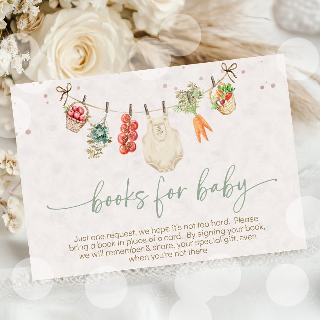 Carte D'accompagnement Baby shower de marché des baby Farmers cultivés lo (Locally Grown Baby Shower book for baby enclosure card, farmers market theme, watercolor fruits and )