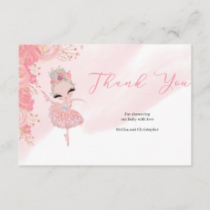Carte D'accompagnement Baby shower de Merci de ballerine tutu-or Rose