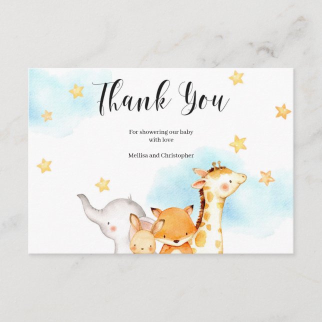 Carte D'accompagnement Baby shower de montgolfière pour animaux mignons m (Devant)