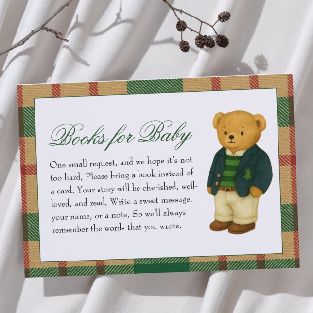 Carte D'accompagnement Baby shower de Noël Preppy Bear Livres pour bébé (Créateur téléchargé)