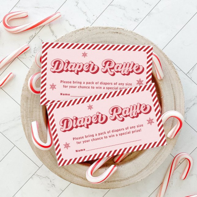 Carte D'accompagnement Baby shower de Noël rose rouge Déchets Raffle (Créateur téléchargé)
