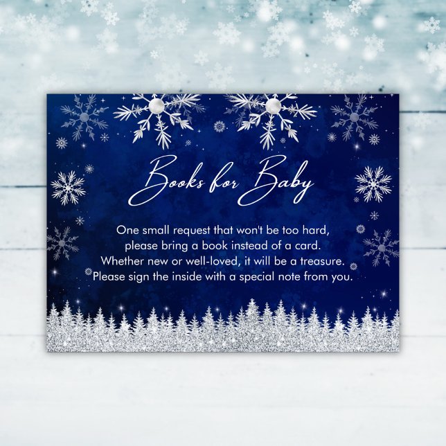Carte D'accompagnement Baby shower de Noël Santa Hat Livres pour bébé (Blue Winter Snowflakes Baby Shower Books for Baby Enclosure Card)