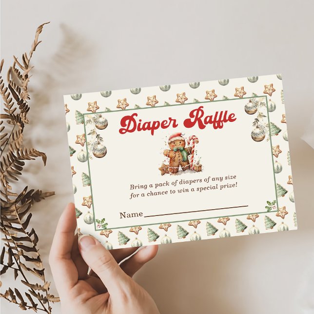 Carte D'accompagnement Baby shower de Noël vert hiver Raffin de couches (Créateur téléchargé)