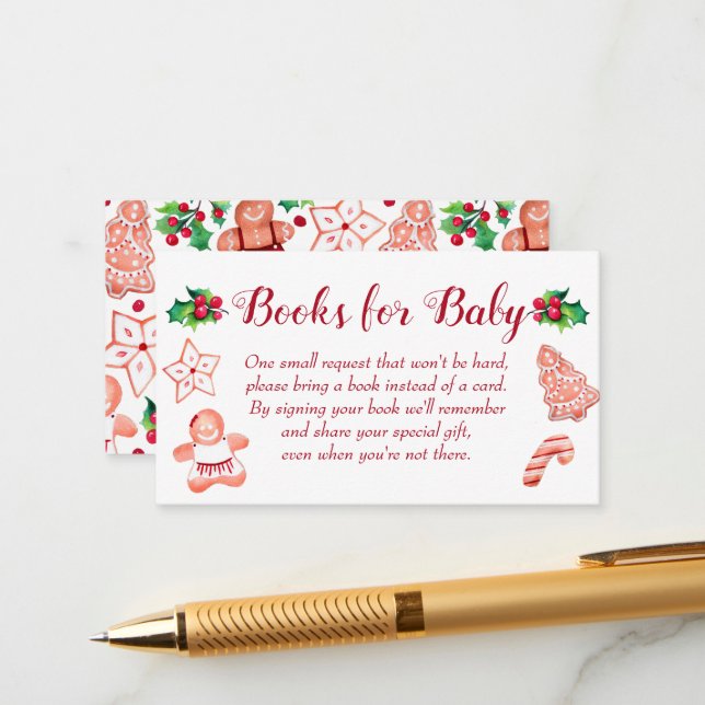 Carte D'accompagnement Baby shower de pain d'épices Livres pour bébé fill (Devant/Arrière en situation)