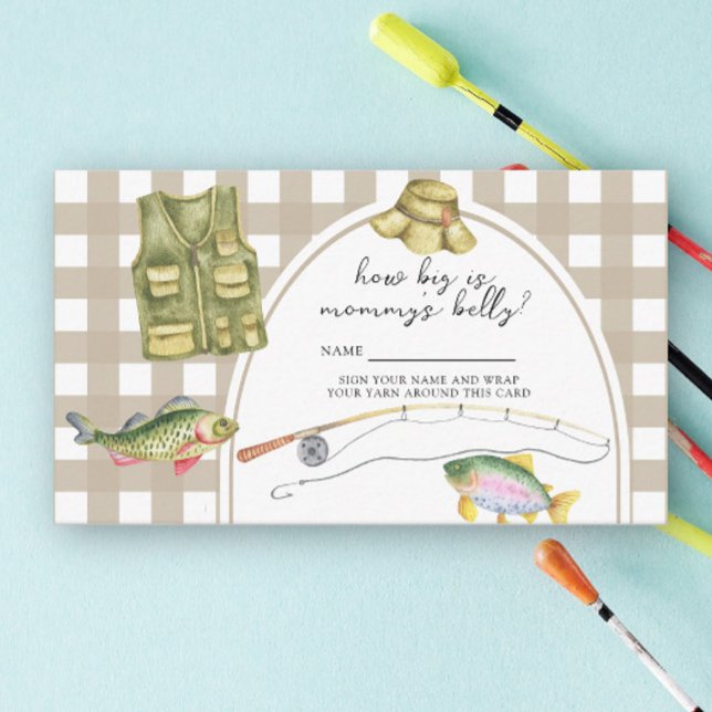 Carte D'accompagnement baby shower de pêche - Quelle est la taille du ven (Créateur téléchargé)