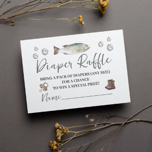 Carte D'accompagnement Baby shower de pêche Reel excité Diaper Raffle
