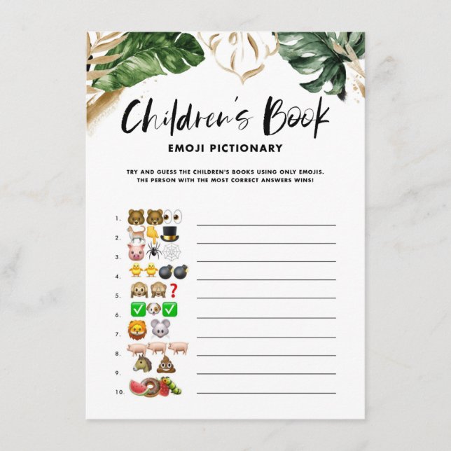 Carte D'accompagnement Baby shower de Pictionary du livre pour enfants Tr (Devant)