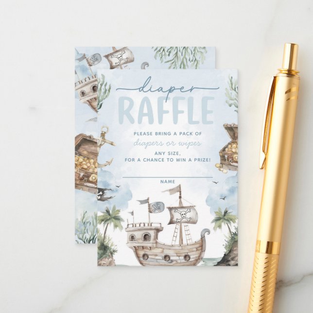 Carte D'accompagnement Baby shower de pirates nautiques (Devant/Arrière en situation)