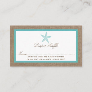 Carte D'accompagnement Baby shower de plage turquoise Starfish Raffle de