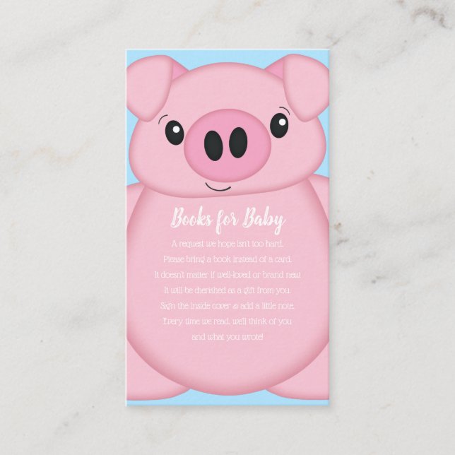 Carte D'accompagnement Baby shower de porc ferme Blue Boy (Devant)