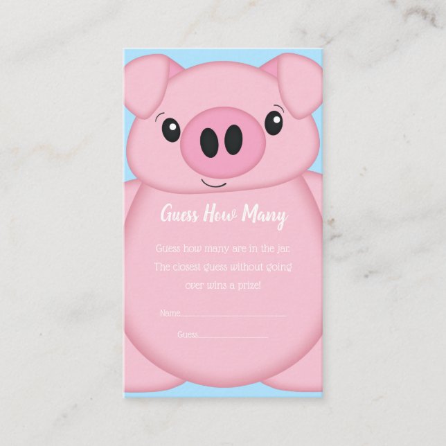 Carte D'accompagnement Baby shower de porc ferme Blue Boy (Devant)