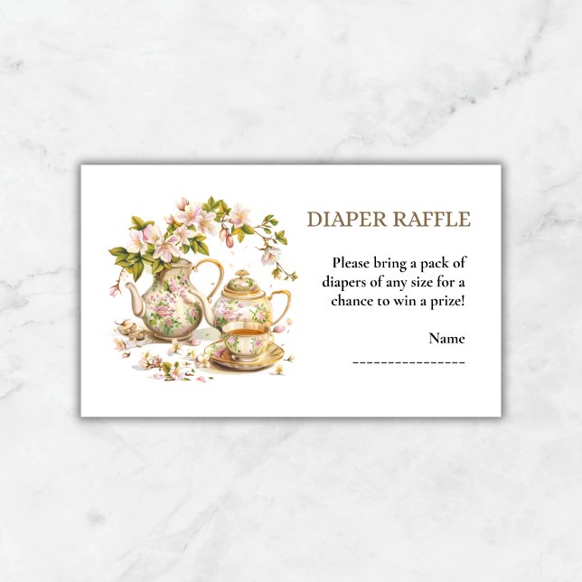 Carte D'accompagnement Baby shower de printemps floral au chapeau (Diaper Raffle Floral Spring Baby Shower Enclosure Card )