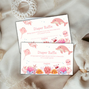 Carte D'accompagnement Baby shower de rousseur Dauphin Rose Océan
