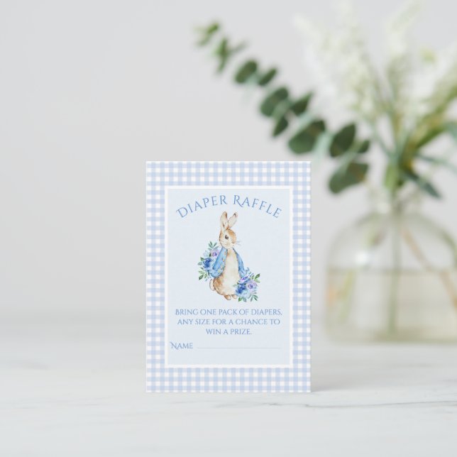 Carte D'accompagnement Baby shower de rousseur de couche de lapin bleu (Debout devant)