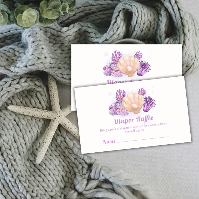 Carte D'accompagnement Baby shower de rousseur de la couche de Pearl Retr (Purple Retro Pearl Diaper Raffle Baby Shower Enclosure Card)