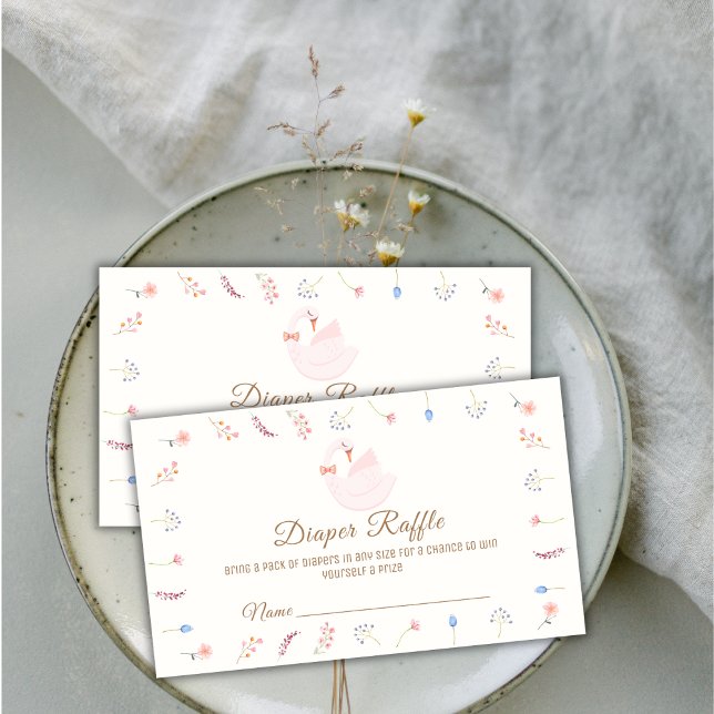 Carte D'accompagnement Baby shower de rousseur de laine princesse de fleu (Flower Princess Swan Diaper Raffle Baby Shower Enclosure Card)