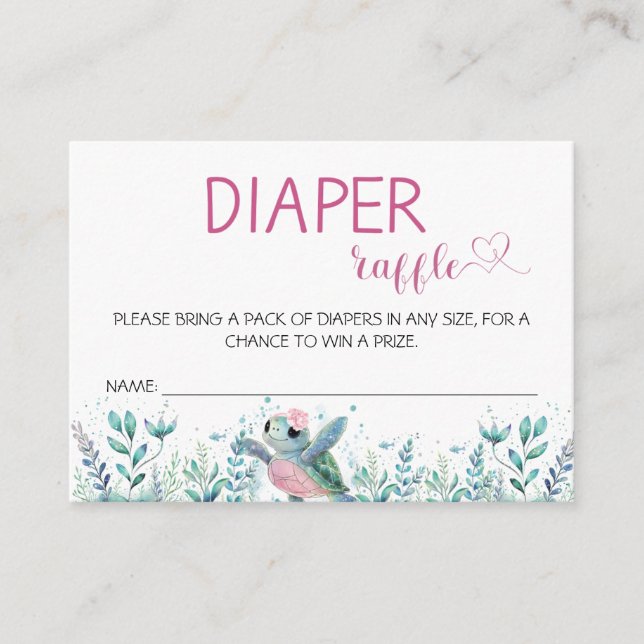 Carte D'accompagnement Baby shower de rousseur rose tortue de mer (Devant)