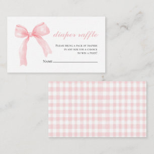 Carte D'accompagnement Baby shower de ruban rose à carreaux gingham Diape