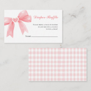 Carte D'accompagnement Baby shower de ruban rose à carreaux gingham Diape