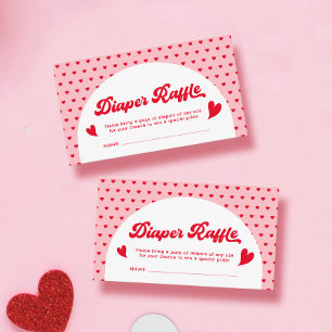 Carte D'accompagnement Baby shower de Saint Valentin rouge et rose Raffin