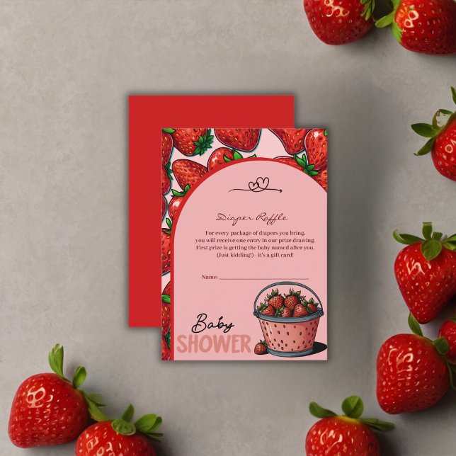 Carte D'accompagnement Baby shower de seau rose sucré aux fraises (Créateur téléchargé)