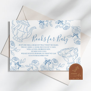 Carte D'accompagnement Baby shower de thé Dusty Blue Toile Livres pour bé