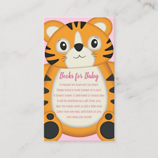 Carte D'accompagnement Baby shower de tigre Safari fille rose (Devant)