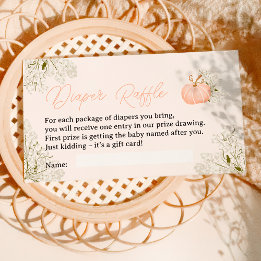 Carte D'accompagnement Baby shower de tombola citrouille rose