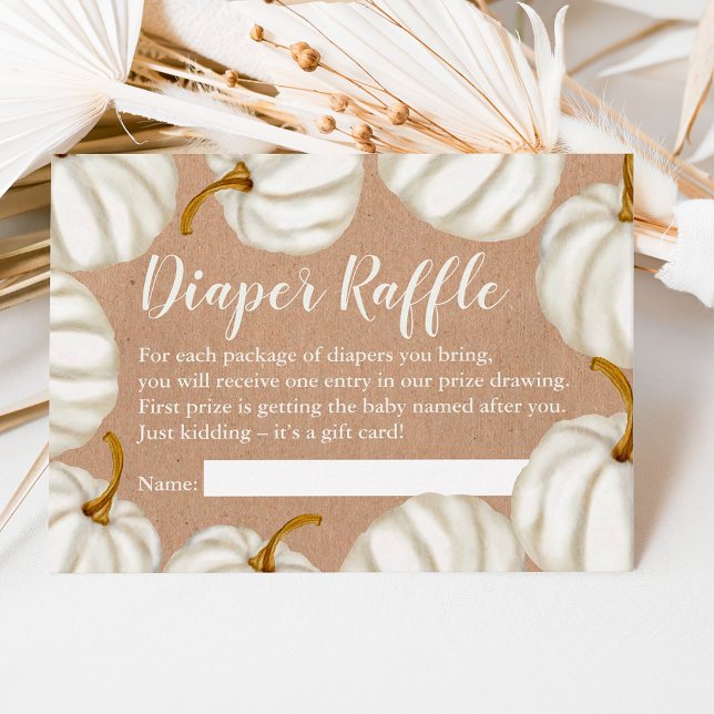 Carte D'accompagnement Baby shower de tombola de petite couche citrouille (Little pumpkin kraft diaper raffle baby shower enclosure card)