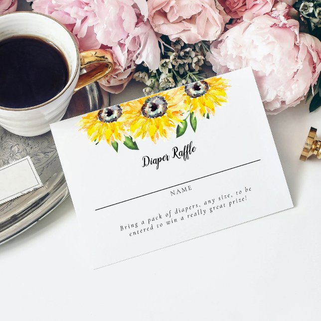 Carte D'accompagnement Baby shower de tournesol Déchets Raffle Élégant Sc (Créateur téléchargé)