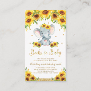 Carte D'accompagnement Baby shower de tournesol éléphant Apportez un livr