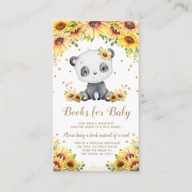 Carte D'accompagnement Baby shower de tournesol Panda Bear Apportez un li (Devant)