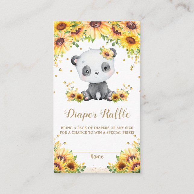 Carte D'accompagnement Baby shower de tournesol Panda Bear Raffin de couc (Devant)