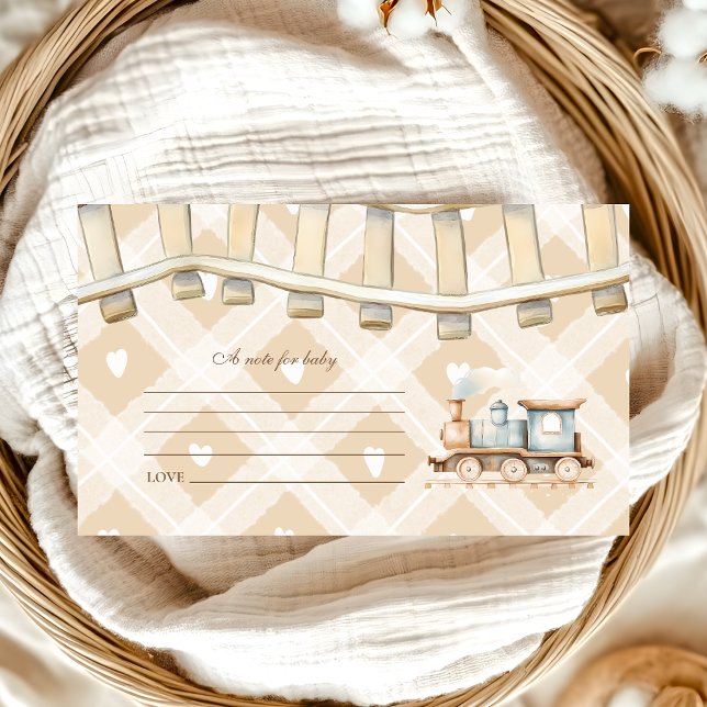 Carte D'accompagnement Baby shower de train d'aquarelle Hearts pour bébé (Créateur téléchargé)