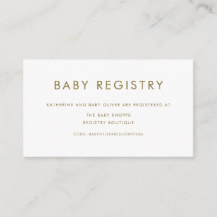 Carte D'accompagnement Baby shower de typographie minimaliste d'or