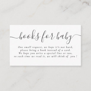Carte D'accompagnement Baby shower de typographie noir blanc Livres pour