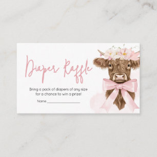 Carte D'accompagnement Baby shower de vache rose Floral Highland Raffin