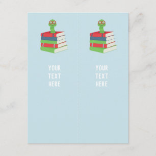 Carte D'accompagnement Baby shower de ver de livre bleu 2x Signet