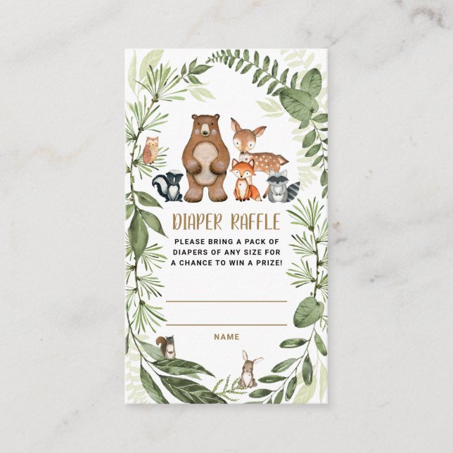 Carte D'accompagnement Baby shower de verdure du feuillage forestier du b (Devant)